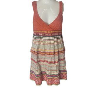 Free People size 2 dress embroidered open back ribbed patchwork wool boho